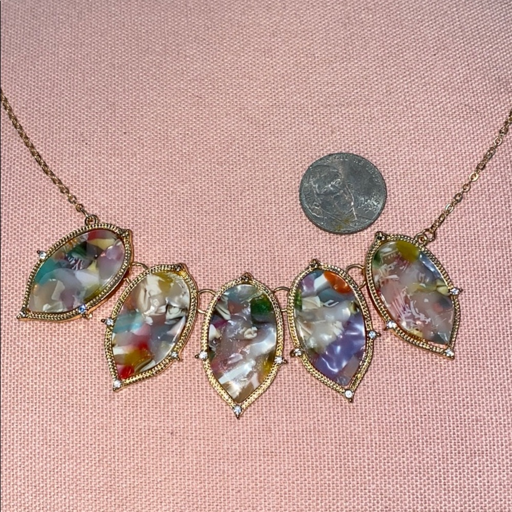 Multi-Colored Chunky Necklace with Gold Hardware - Picture 3 of 4